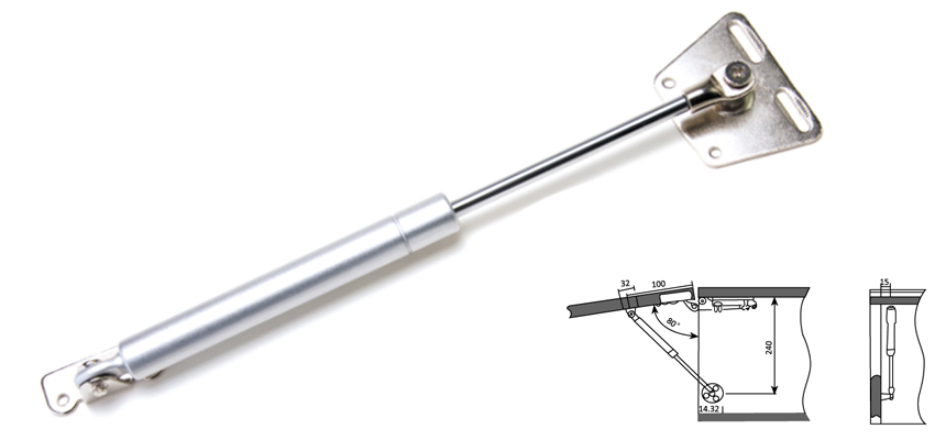 Gas strut,up,door top hung